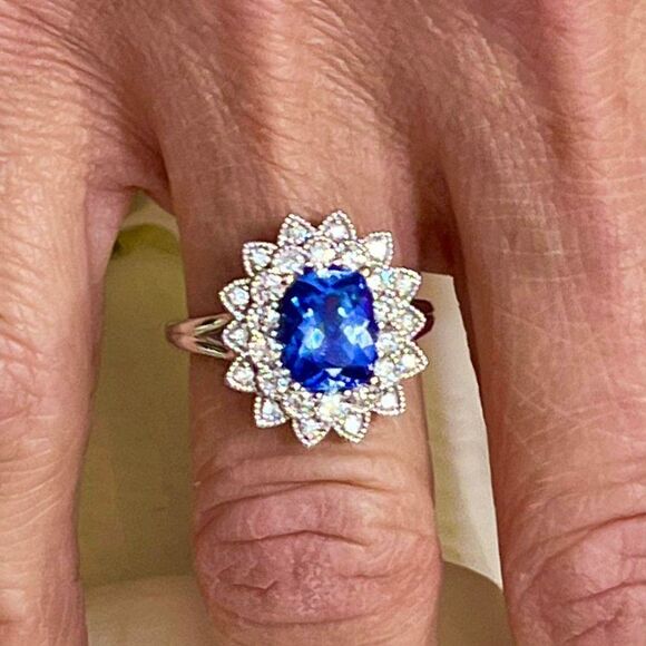 Natural Tanzanite Diamond Ring 6.5 14k W Gold 2.61 TCW Certified $4,950 217842 - Picture 8 of 16